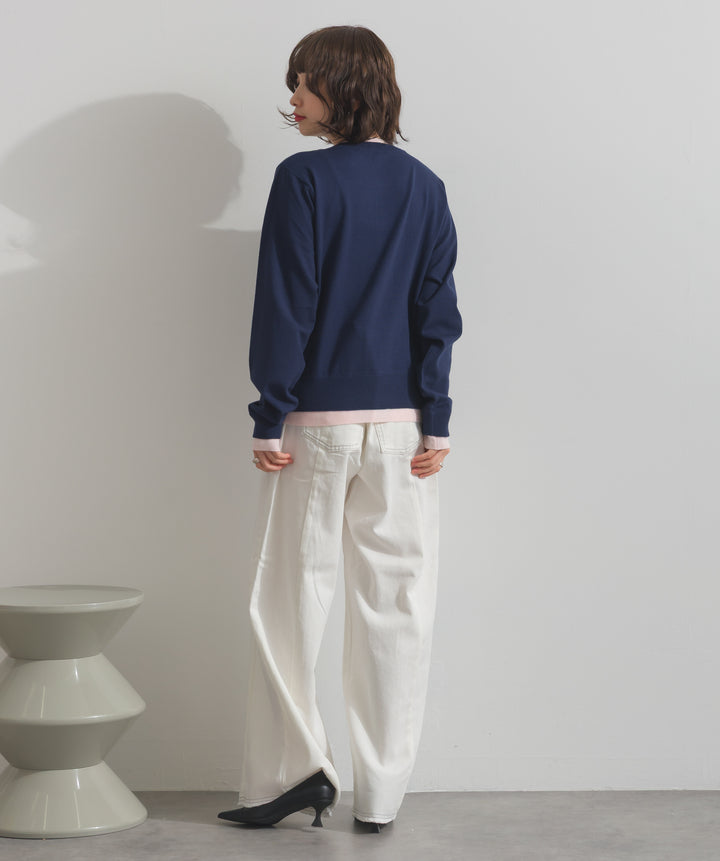 ニットレイヤード風カーディガン