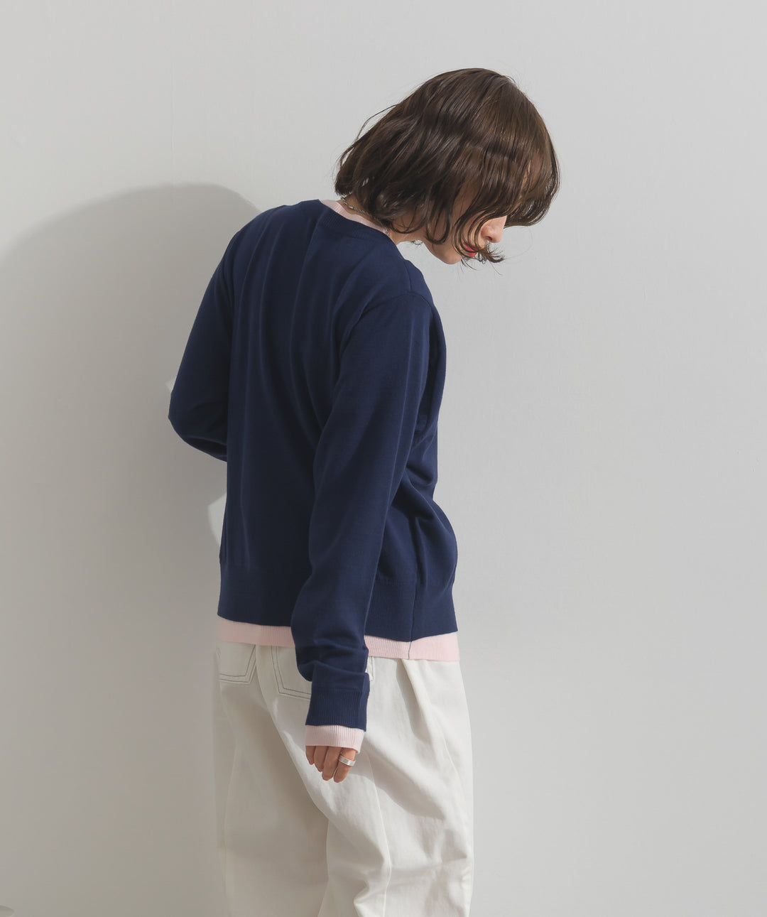 ニットレイヤード風カーディガン