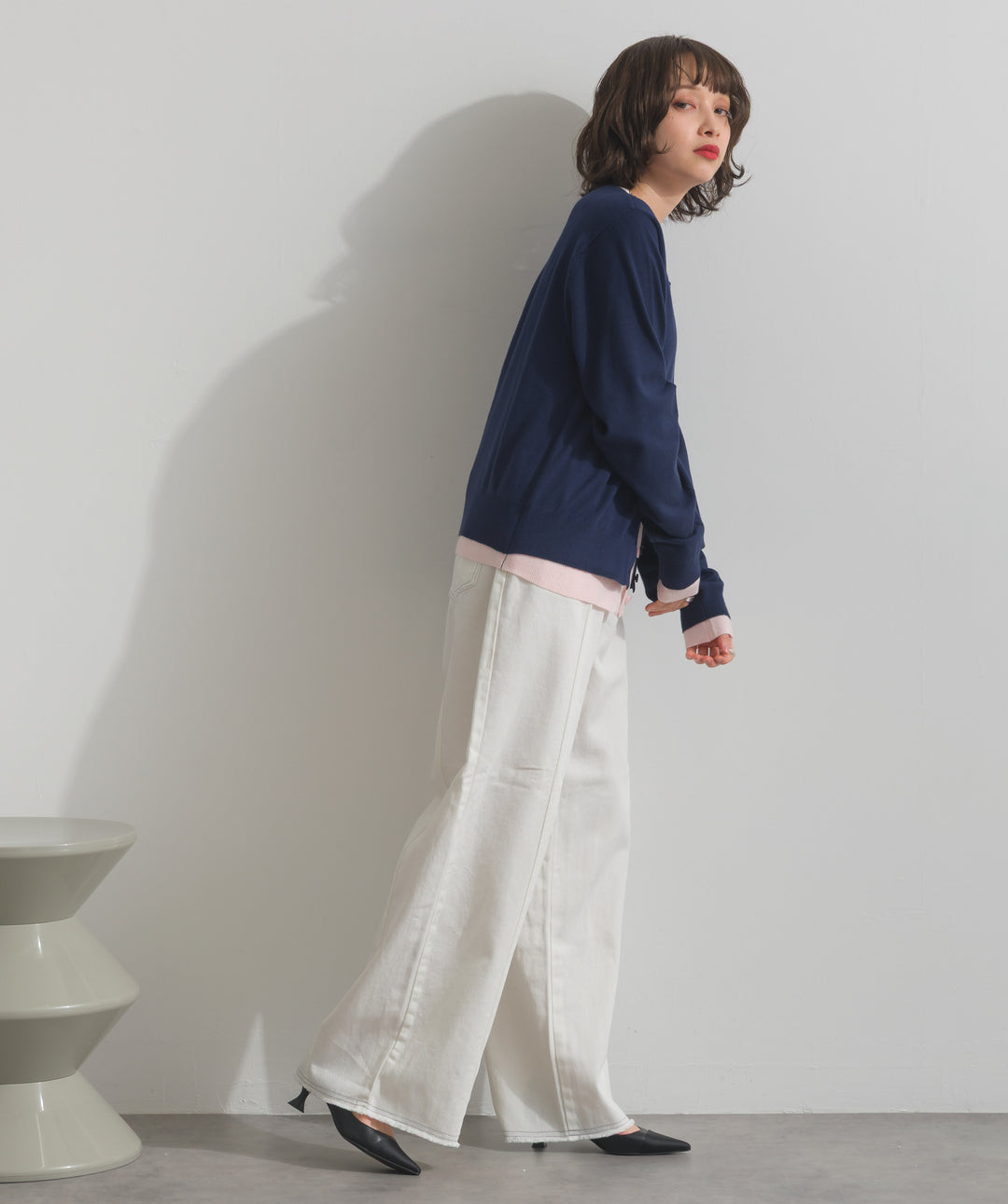 ツートーンバイカラーデニムパンツ