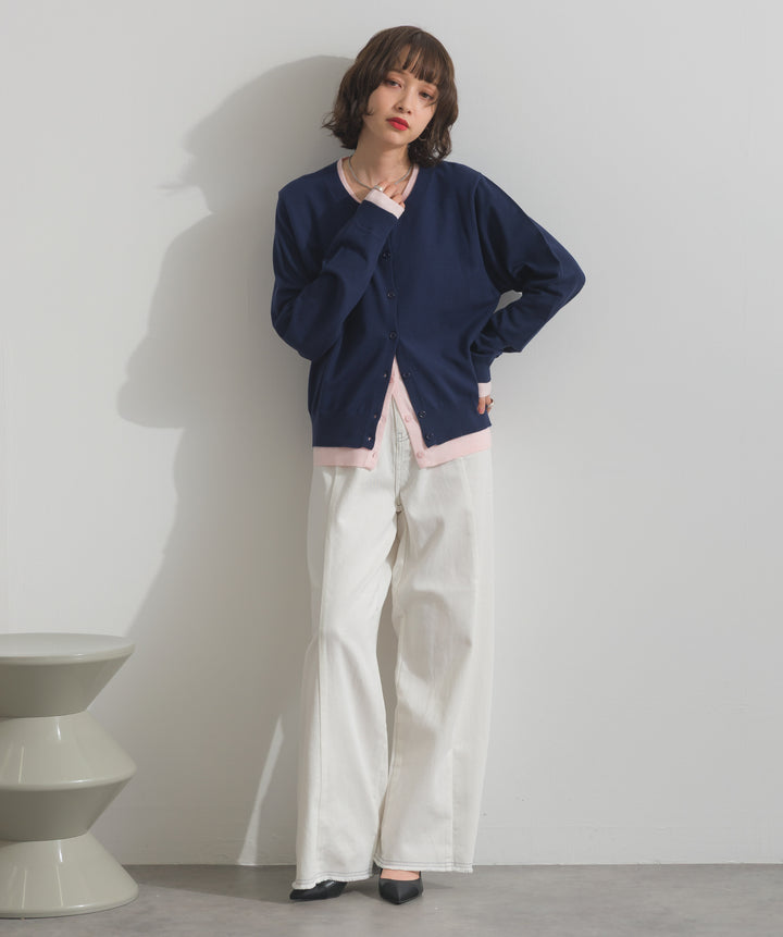 ツートーンバイカラーデニムパンツ