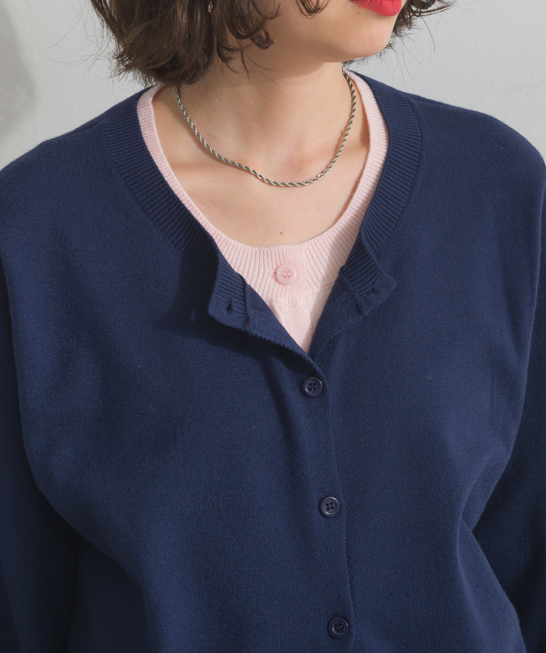 ニットレイヤード風カーディガン