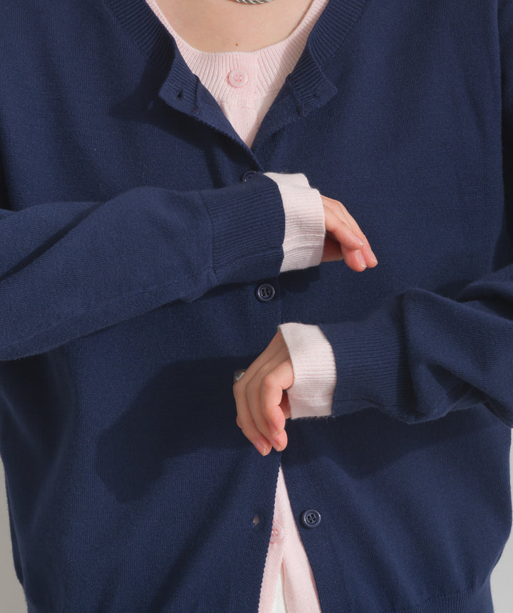 ニットレイヤード風カーディガン