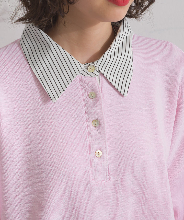 ストライプシャツドッキングポロ