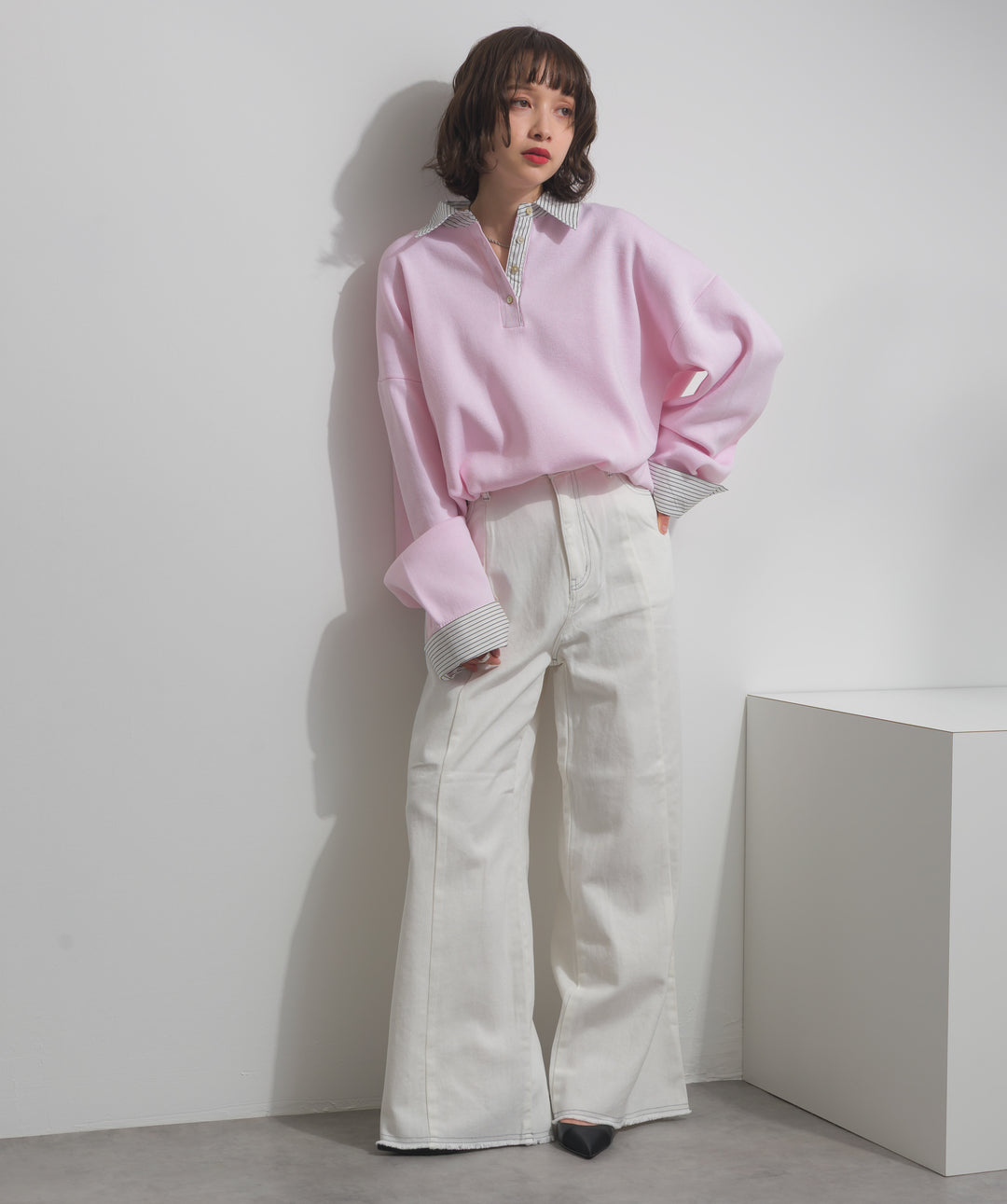 ツートーンバイカラーデニムパンツ