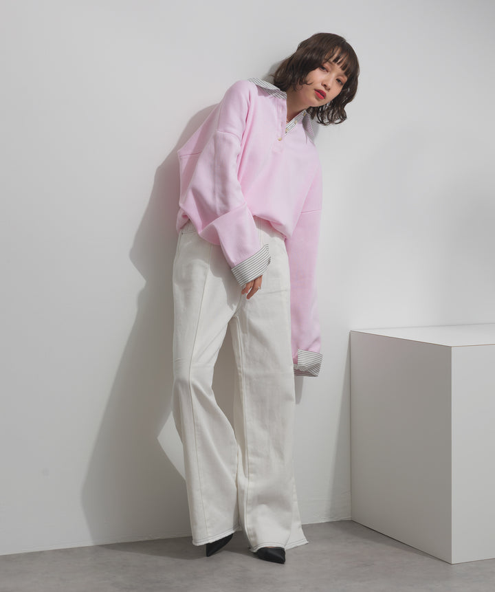 ストライプシャツドッキングポロ