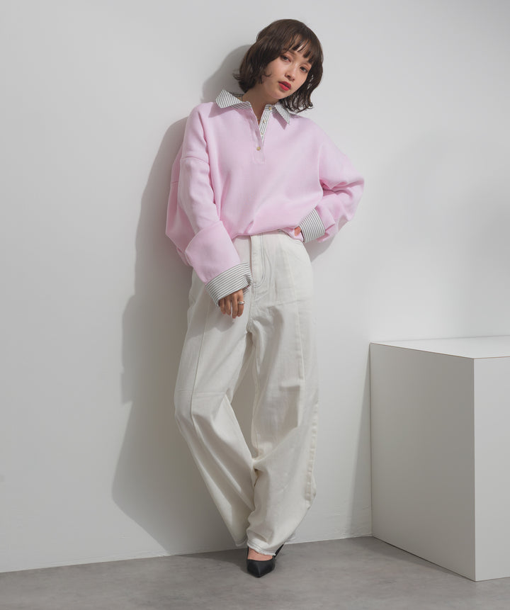 ストライプシャツドッキングポロ