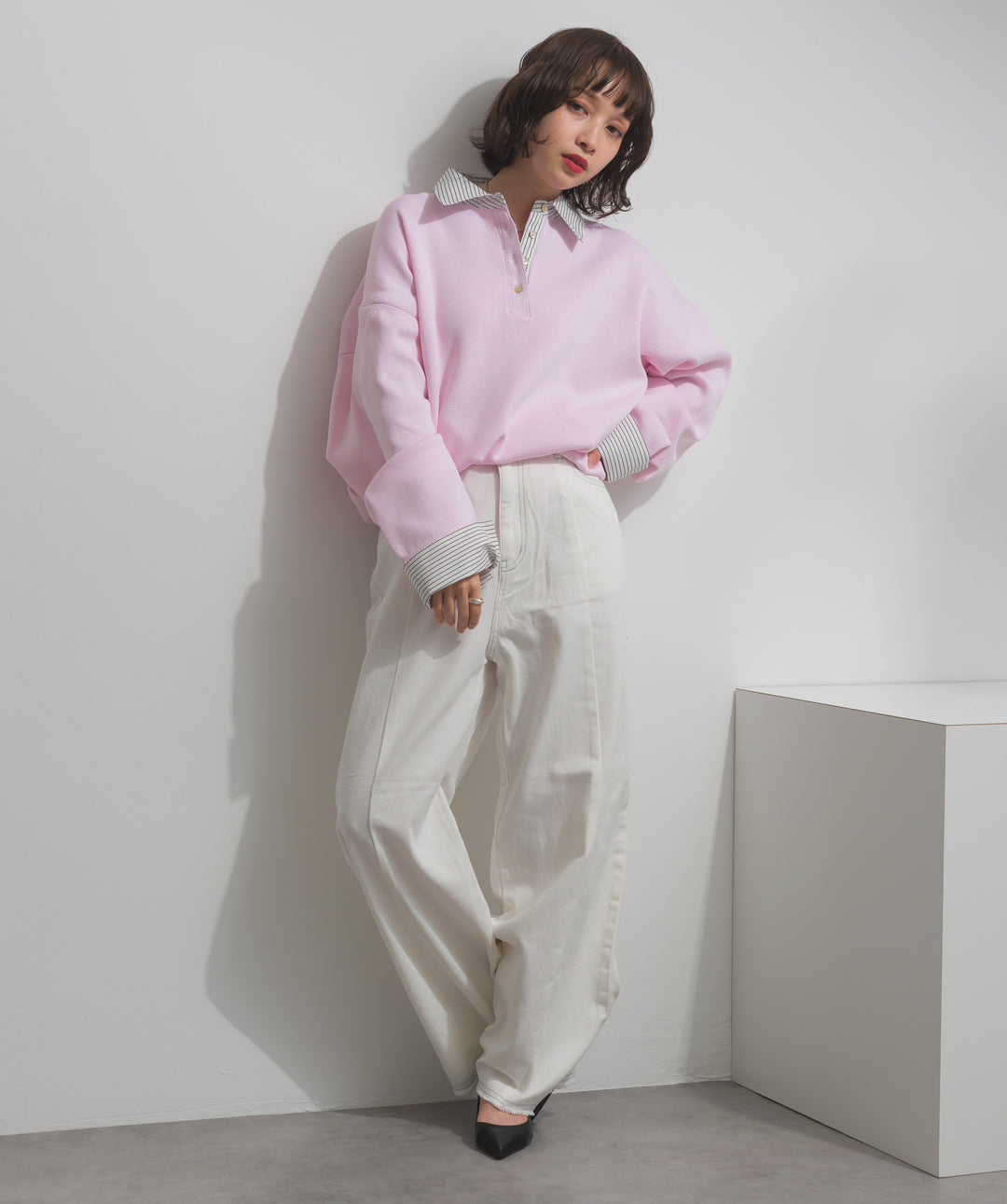 ツートーンバイカラーデニムパンツ