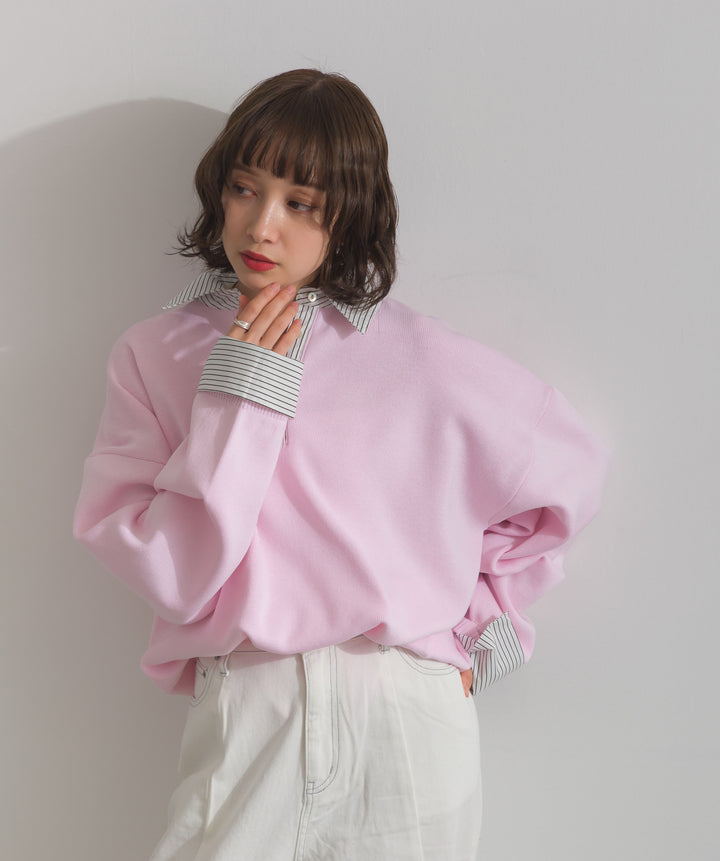 ストライプシャツドッキングポロ