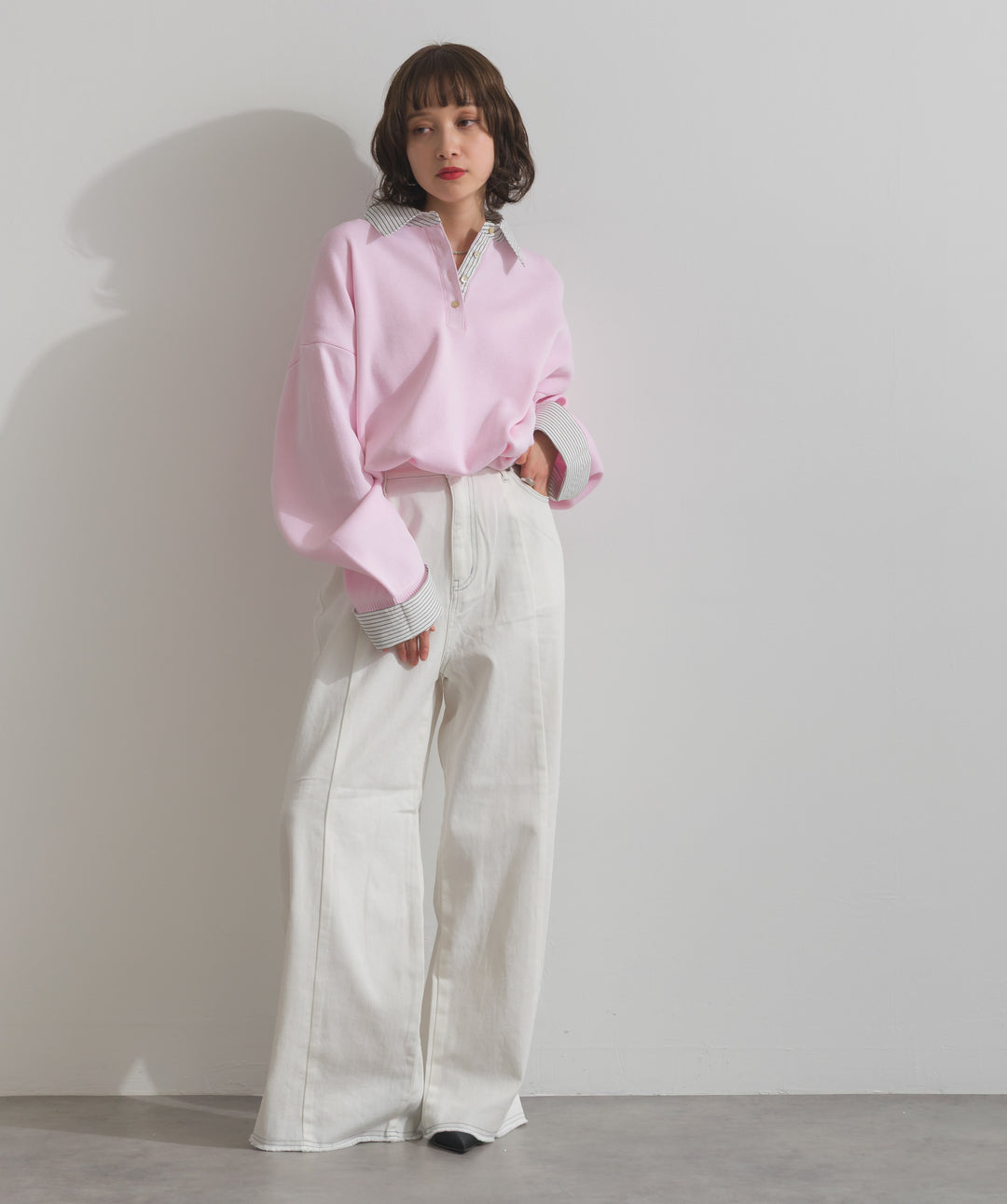 ストライプシャツドッキングポロ