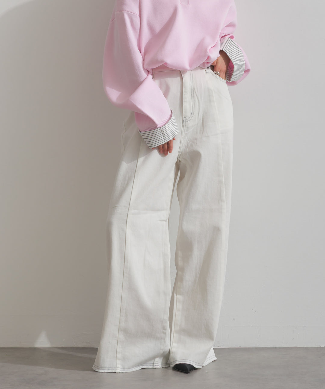 ツートーンバイカラーデニムパンツ