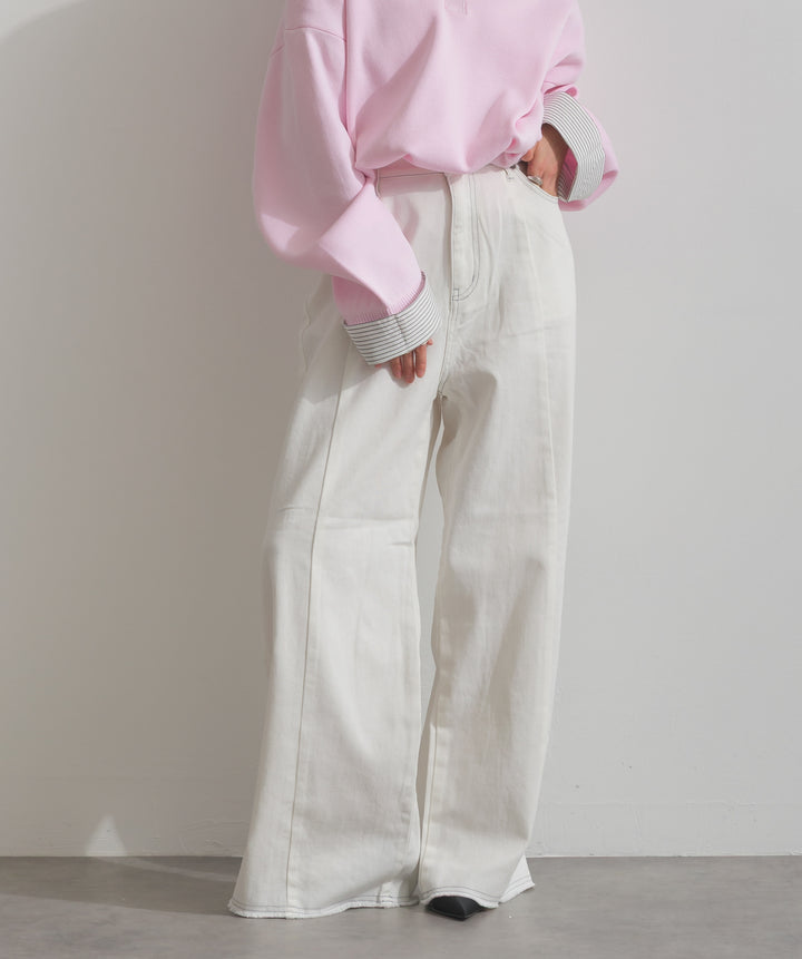 ツートーンバイカラーデニムパンツ