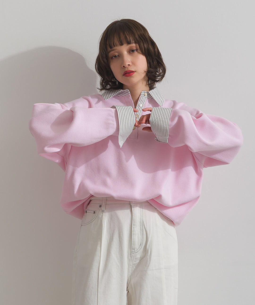 ストライプシャツドッキングポロ