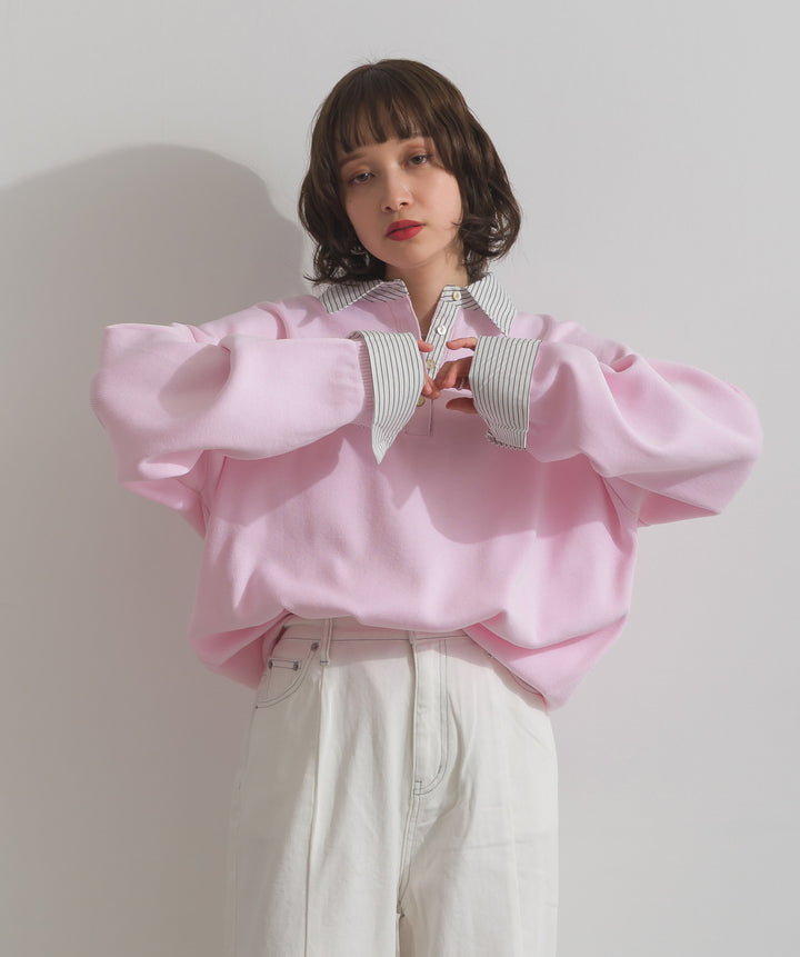 ストライプシャツドッキングポロ