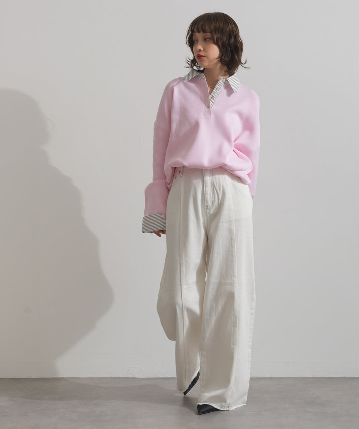 ストライプシャツドッキングポロ