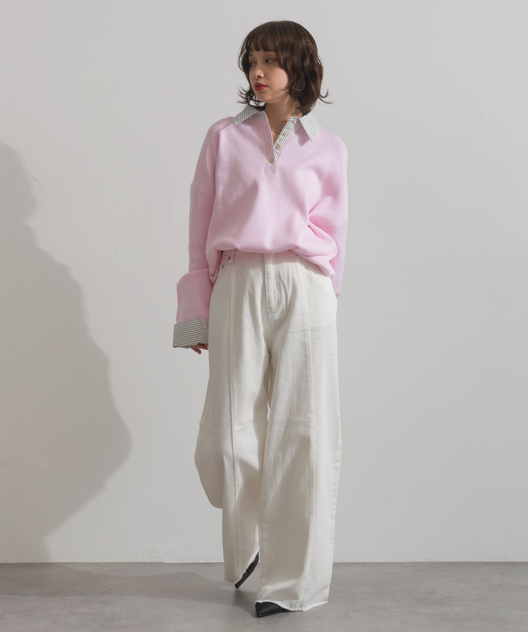 ツートーンバイカラーデニムパンツ