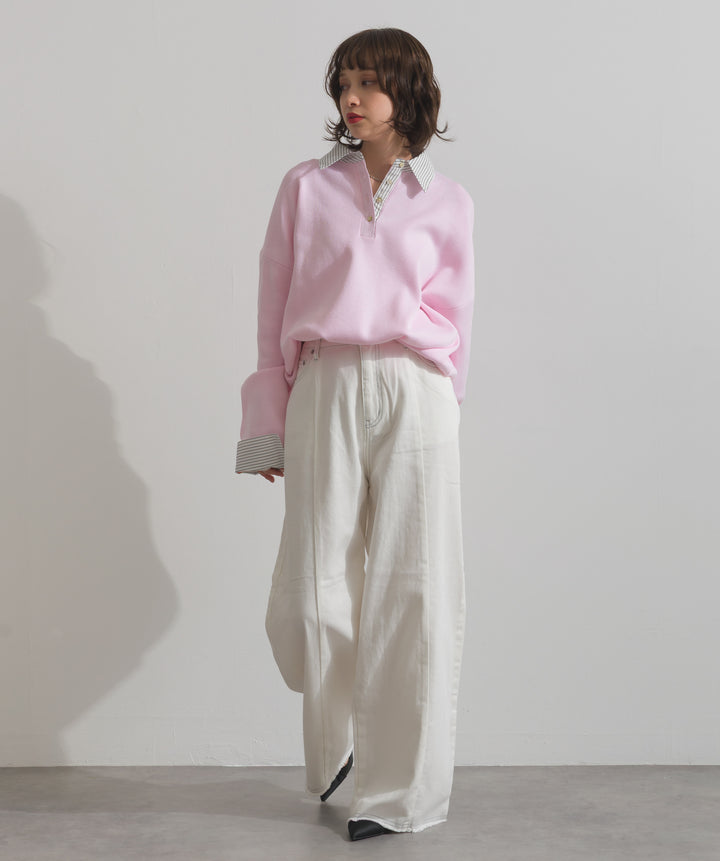 ツートーンバイカラーデニムパンツ