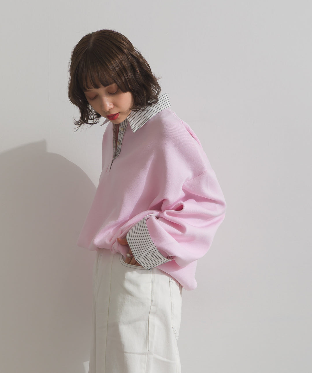 ストライプシャツドッキングポロ