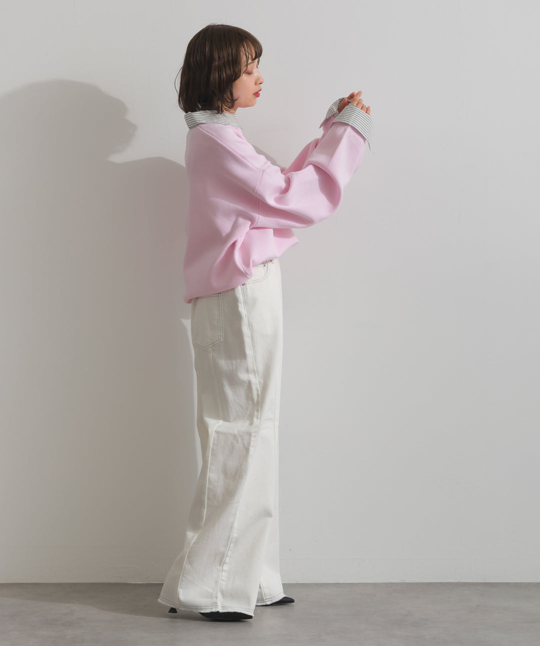 ストライプシャツドッキングポロ