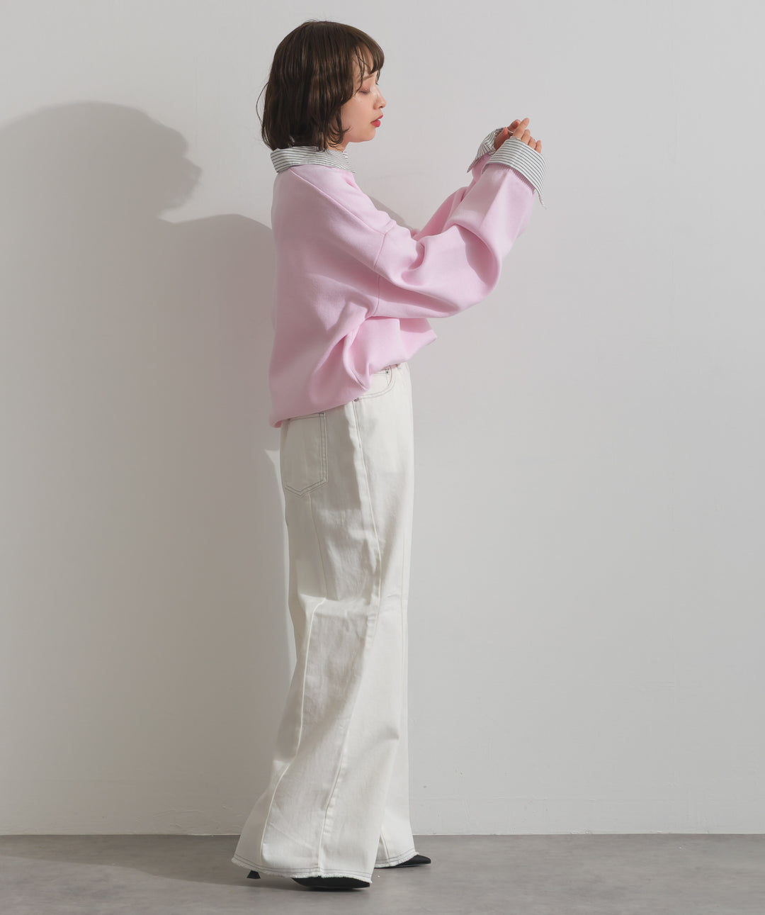 ツートーンバイカラーデニムパンツ