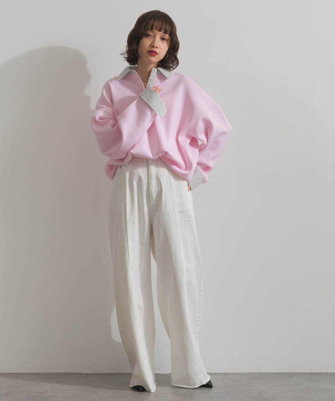 ツートーンバイカラーデニムパンツ