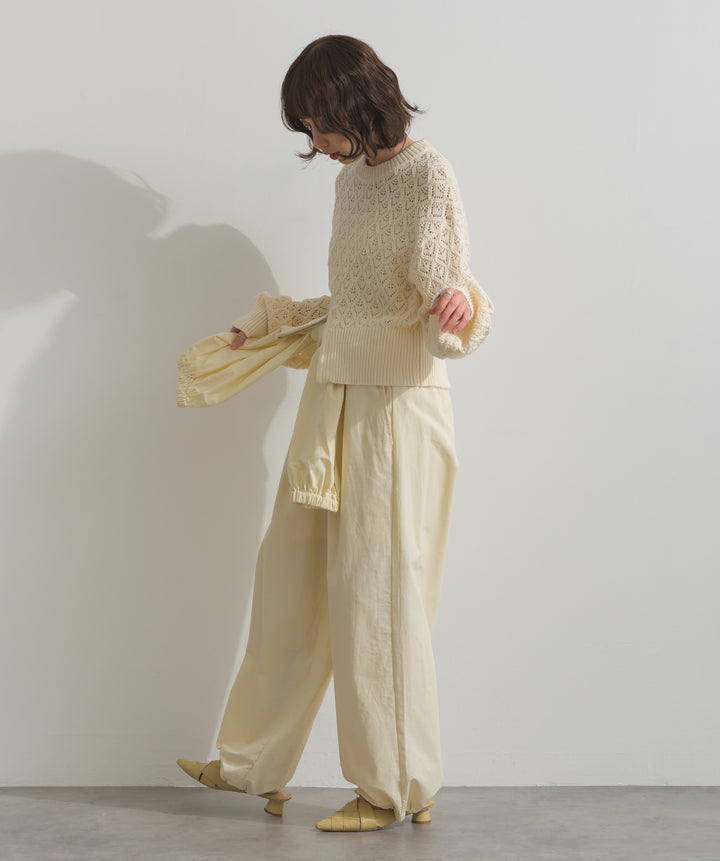 合繊ツイルスタンドウエスト巻きジョガーパンツ