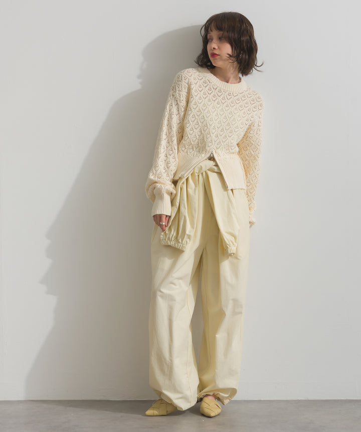 合繊ツイルスタンドウエスト巻きジョガーパンツ