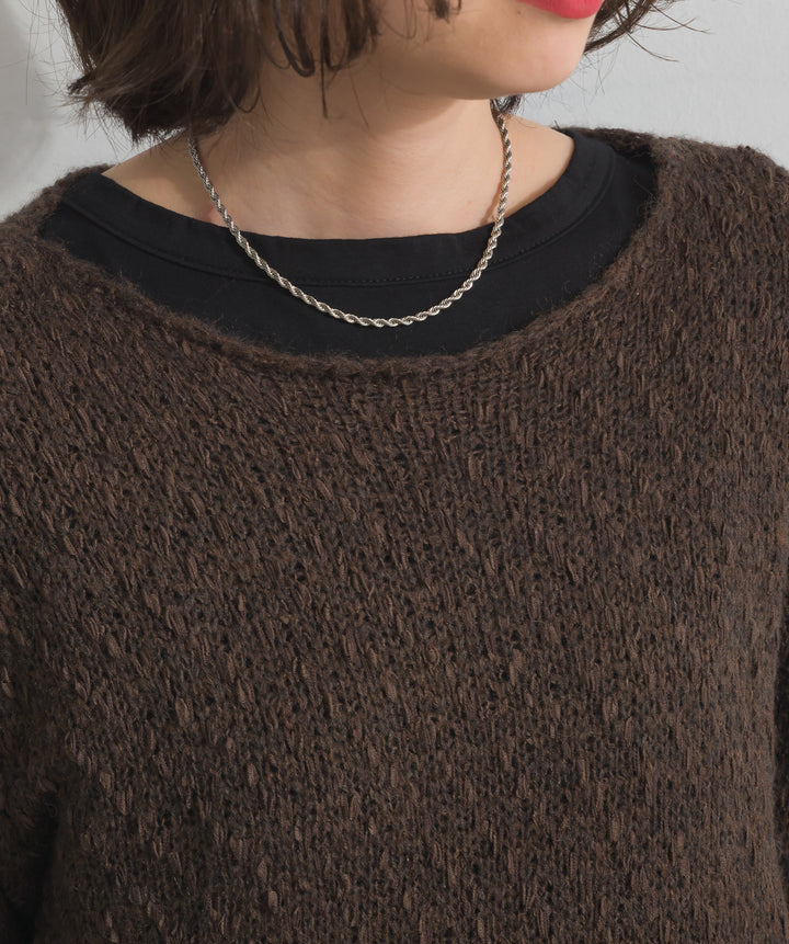 異素材ミックスヤーンニットプルオーバー