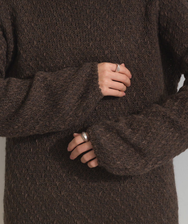 異素材ミックスヤーンニットプルオーバー