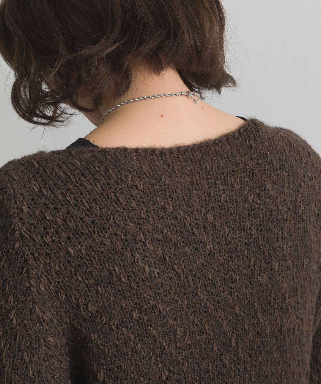 異素材ミックスヤーンニットプルオーバー