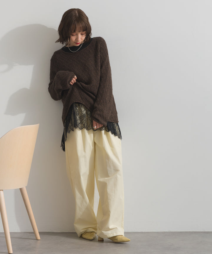 裾レースロングスリーブTシャツ