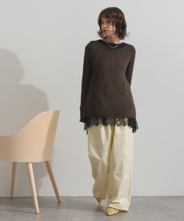 裾レースロングスリーブTシャツ