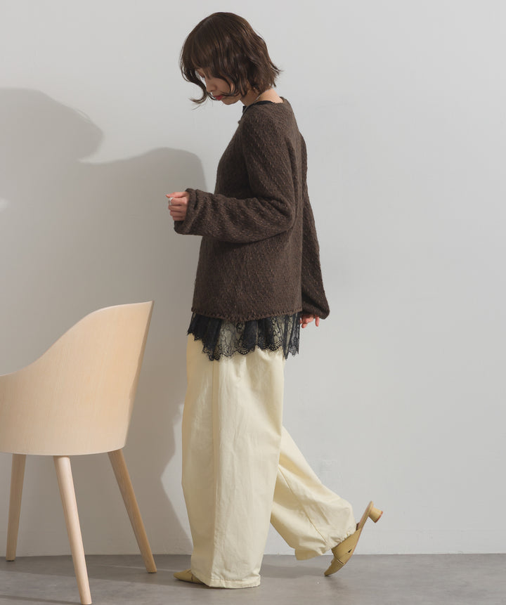 裾レースロングスリーブTシャツ