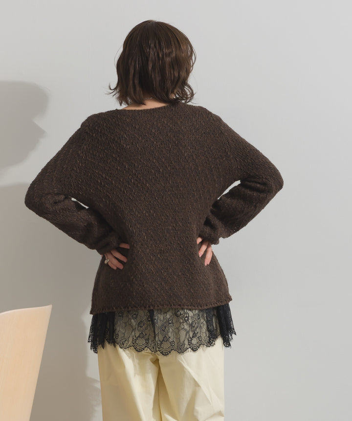 裾レースロングスリーブTシャツ