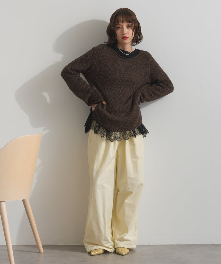 裾レースロングスリーブTシャツ