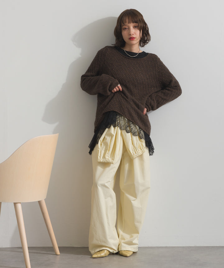 裾レースロングスリーブTシャツ