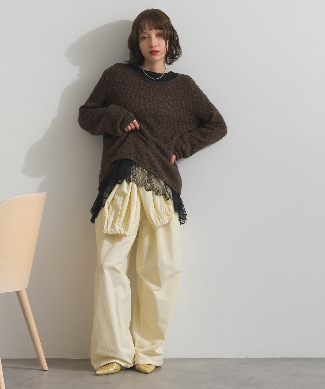 合繊ツイルスタンドウエスト巻きジョガーパンツ