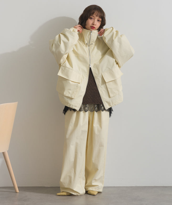 合繊ツイルスタンドウエスト巻きジョガーパンツ