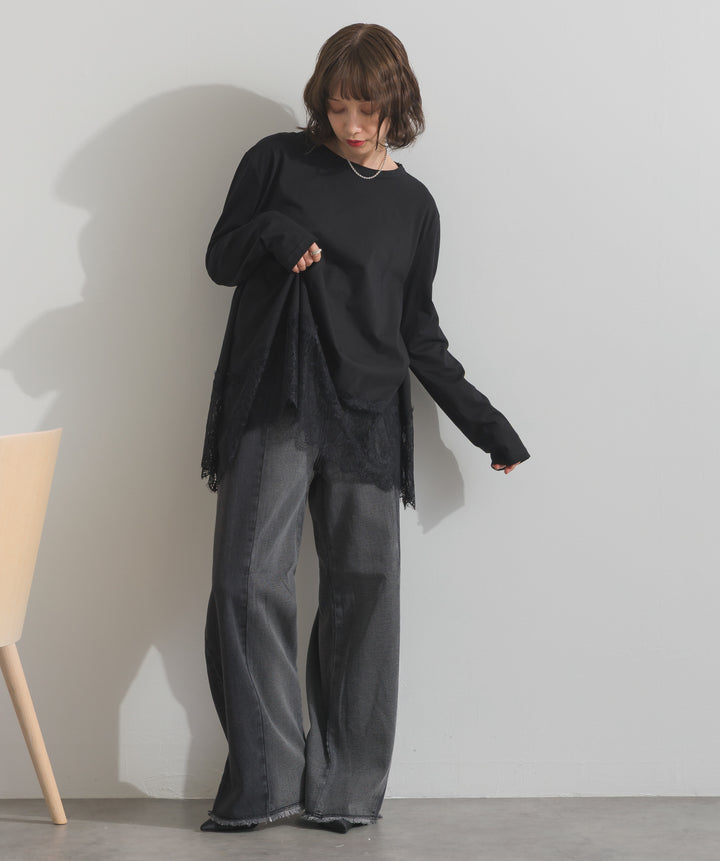 ツートーンバイカラーデニムパンツ