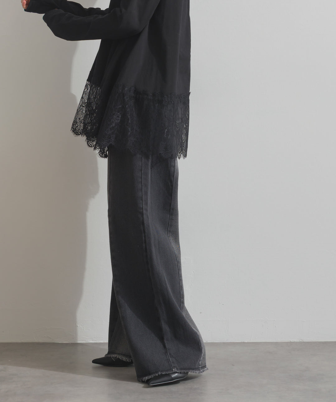 ツートーンバイカラーデニムパンツ