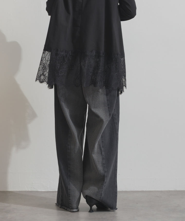 ツートーンバイカラーデニムパンツ