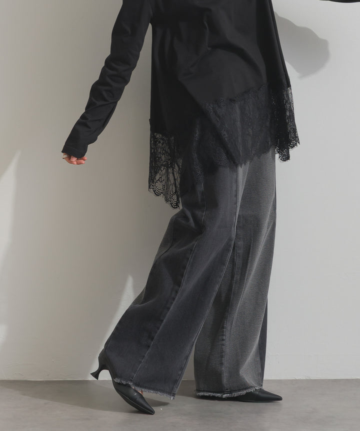 ツートーンバイカラーデニムパンツ