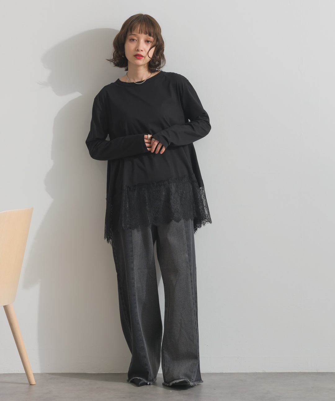 ツートーンバイカラーデニムパンツ