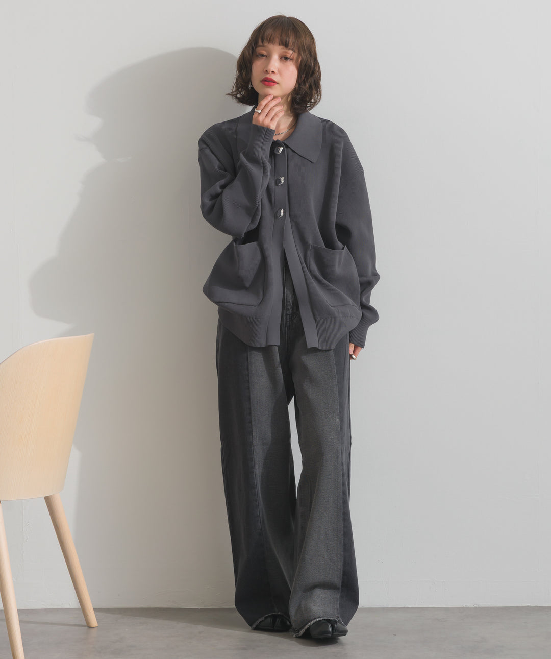 ツートーンバイカラーデニムパンツ