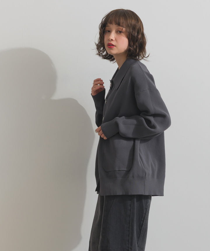 メタルボタン衿付きニットカーディガン