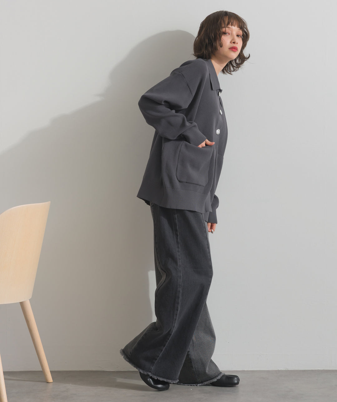 ツートーンバイカラーデニムパンツ