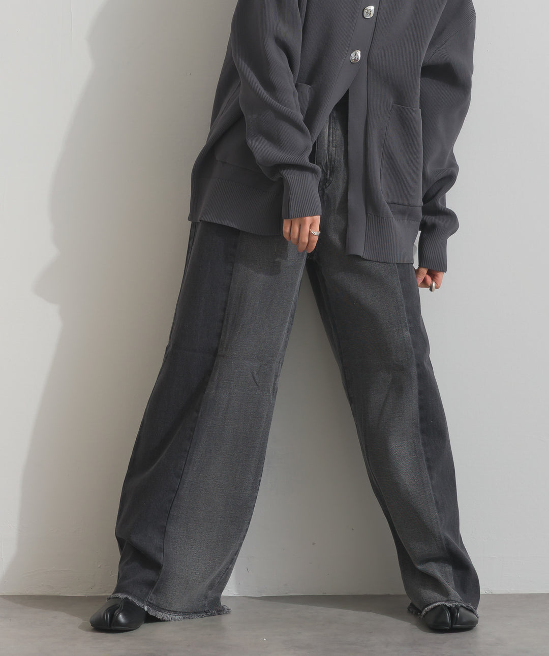 ツートーンバイカラーデニムパンツ