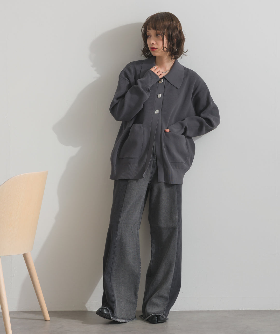 ツートーンバイカラーデニムパンツ