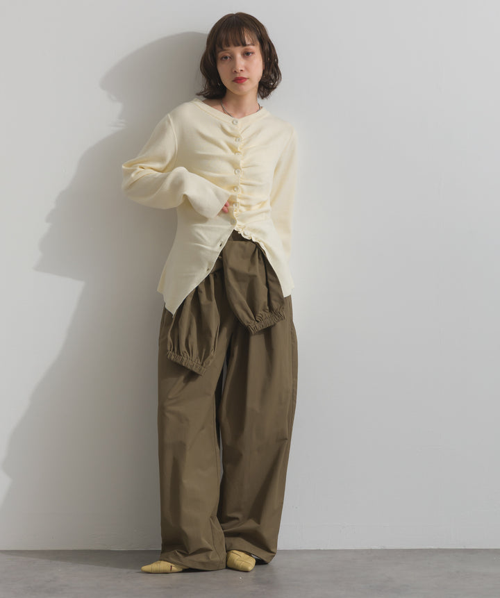 合繊ツイルスタンドウエスト巻きジョガーパンツ