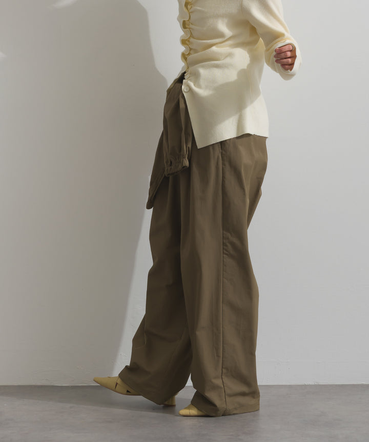 合繊ツイルスタンドウエスト巻きジョガーパンツ