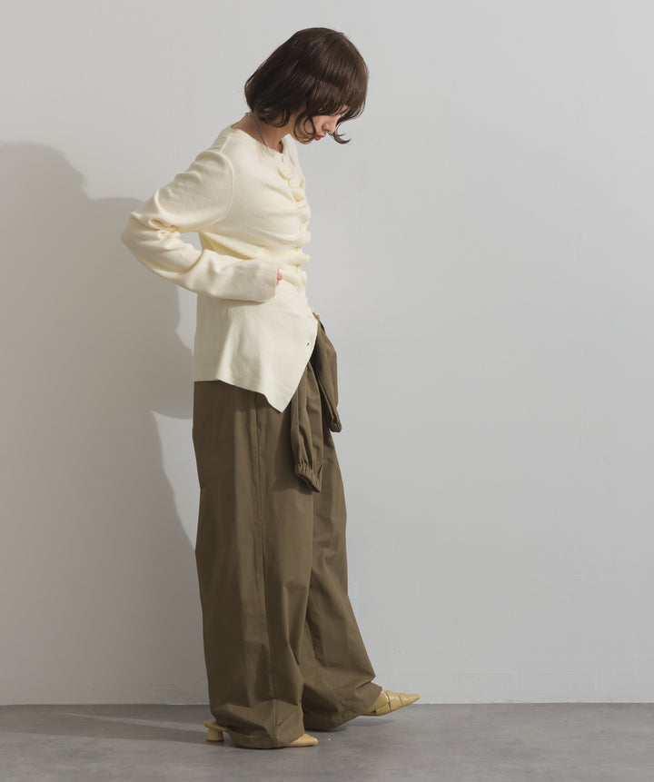 合繊ツイルスタンドウエスト巻きジョガーパンツ